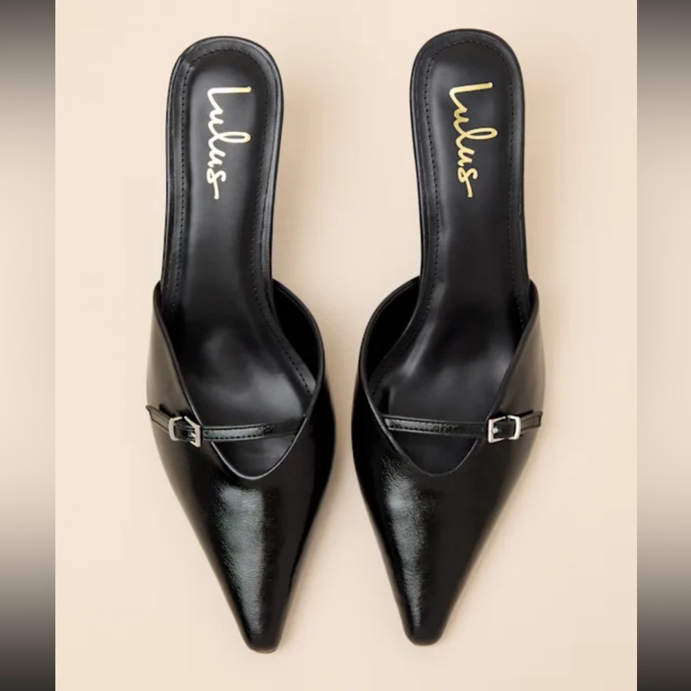 NWB Lulus Austine Black Pointed-toe Mule Pumps - Size 11 - Picture 4 of 7